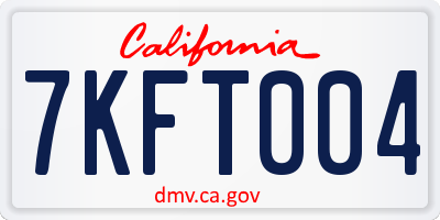 CA license plate 7KFT004
