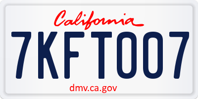CA license plate 7KFT007