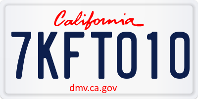 CA license plate 7KFT010