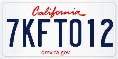 CA license plate 7KFT012