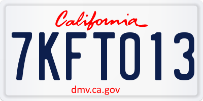 CA license plate 7KFT013