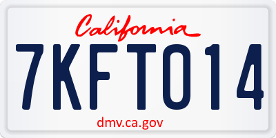CA license plate 7KFT014