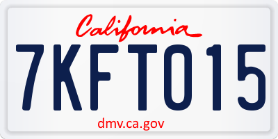 CA license plate 7KFT015