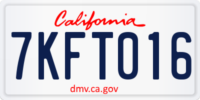 CA license plate 7KFT016