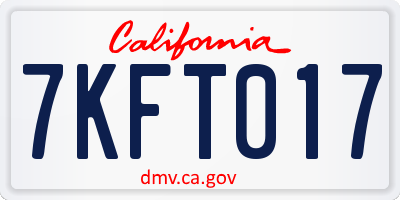 CA license plate 7KFT017