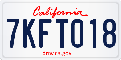 CA license plate 7KFT018