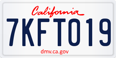 CA license plate 7KFT019