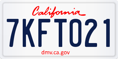 CA license plate 7KFT021