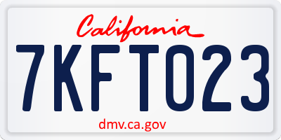 CA license plate 7KFT023
