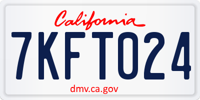 CA license plate 7KFT024