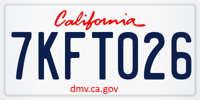CA license plate 7KFT026