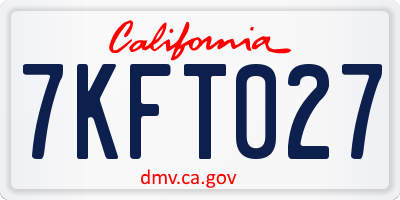 CA license plate 7KFT027