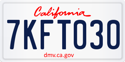 CA license plate 7KFT030