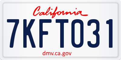 CA license plate 7KFT031