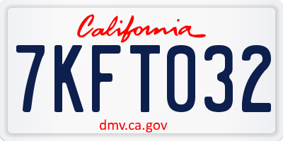 CA license plate 7KFT032