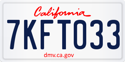 CA license plate 7KFT033