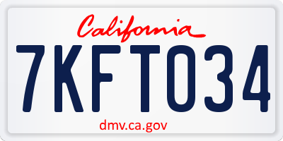 CA license plate 7KFT034