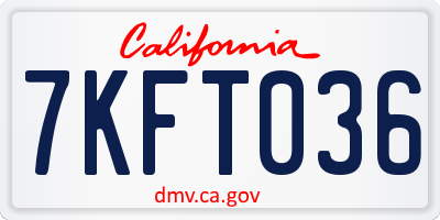 CA license plate 7KFT036