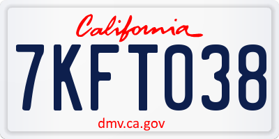 CA license plate 7KFT038