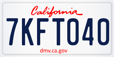 CA license plate 7KFT040