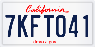 CA license plate 7KFT041