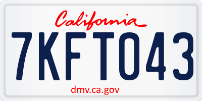 CA license plate 7KFT043