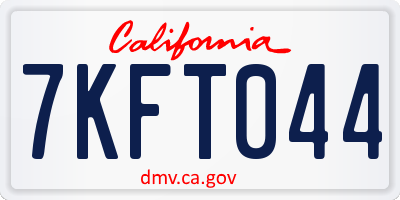 CA license plate 7KFT044