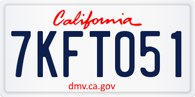 CA license plate 7KFT051