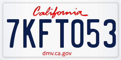 CA license plate 7KFT053