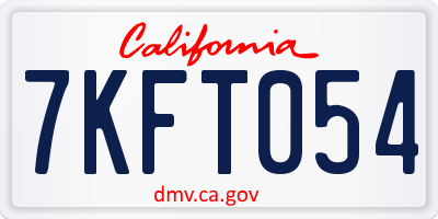 CA license plate 7KFT054