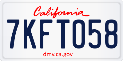 CA license plate 7KFT058