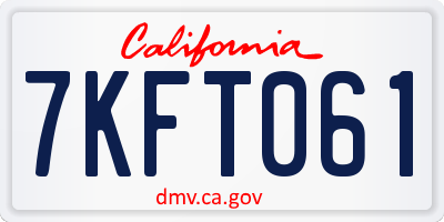 CA license plate 7KFT061