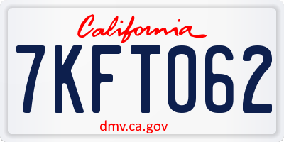 CA license plate 7KFT062