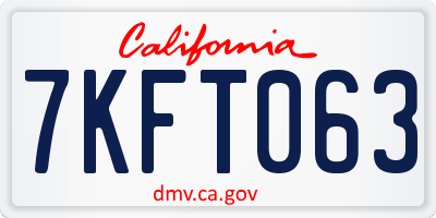 CA license plate 7KFT063