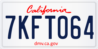 CA license plate 7KFT064