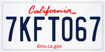 CA license plate 7KFT067