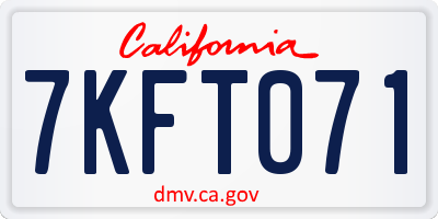 CA license plate 7KFT071
