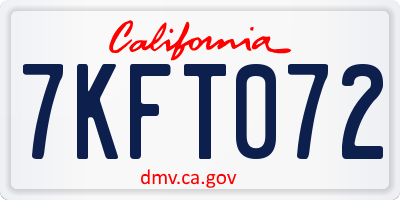 CA license plate 7KFT072