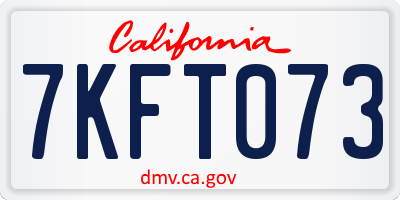 CA license plate 7KFT073