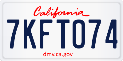 CA license plate 7KFT074