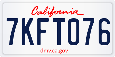CA license plate 7KFT076