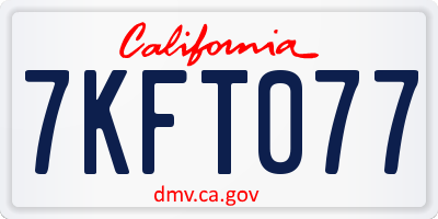CA license plate 7KFT077