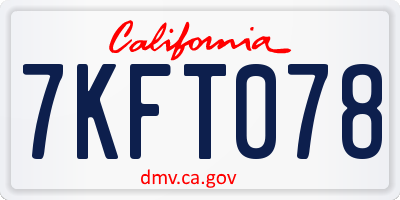 CA license plate 7KFT078