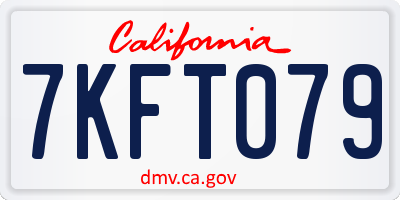 CA license plate 7KFT079