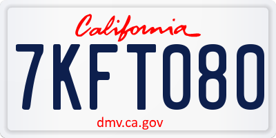 CA license plate 7KFT080