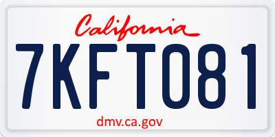 CA license plate 7KFT081