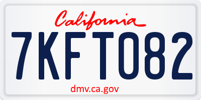 CA license plate 7KFT082