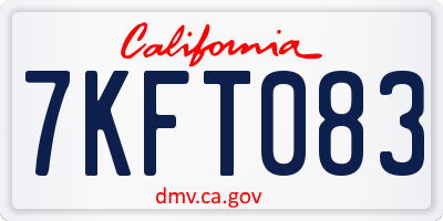 CA license plate 7KFT083