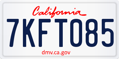 CA license plate 7KFT085
