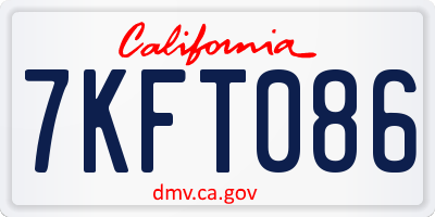 CA license plate 7KFT086